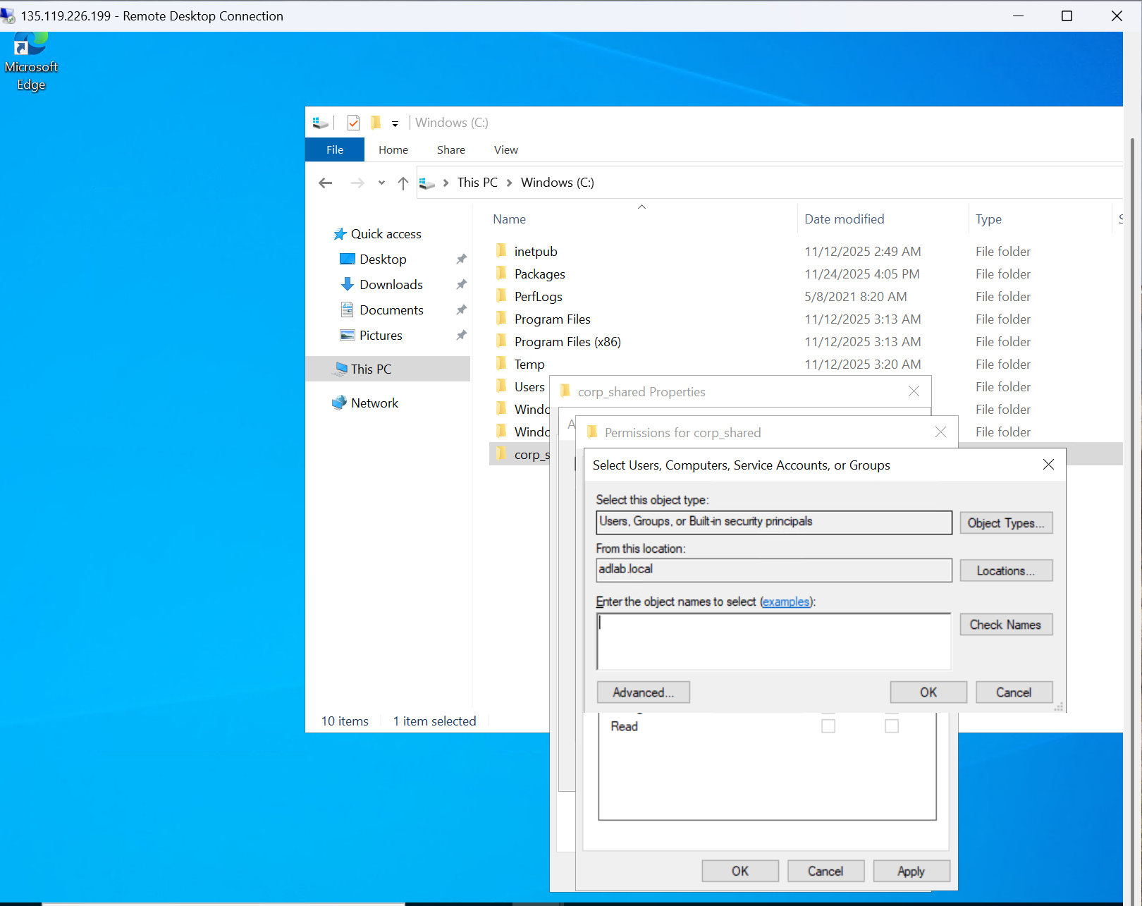 FileShare Select AD Object Permissions