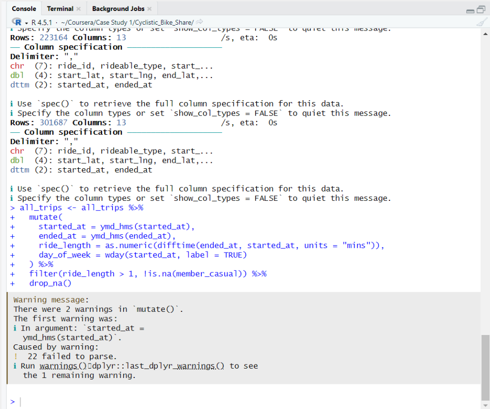Data cleaning transformation