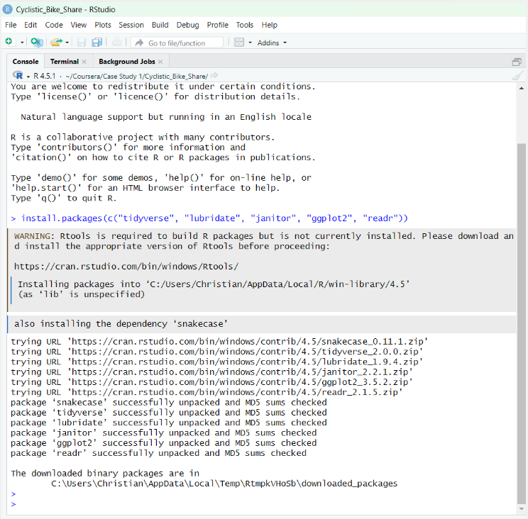 RStudio package installation