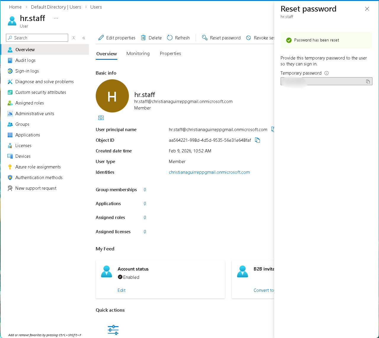 Password reset confirmation