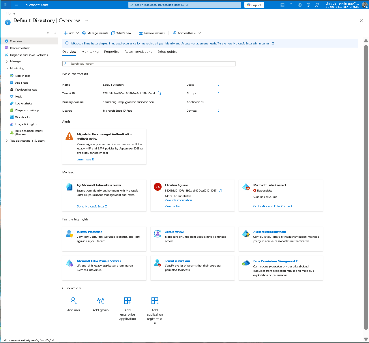 Entra ID tenant overview
