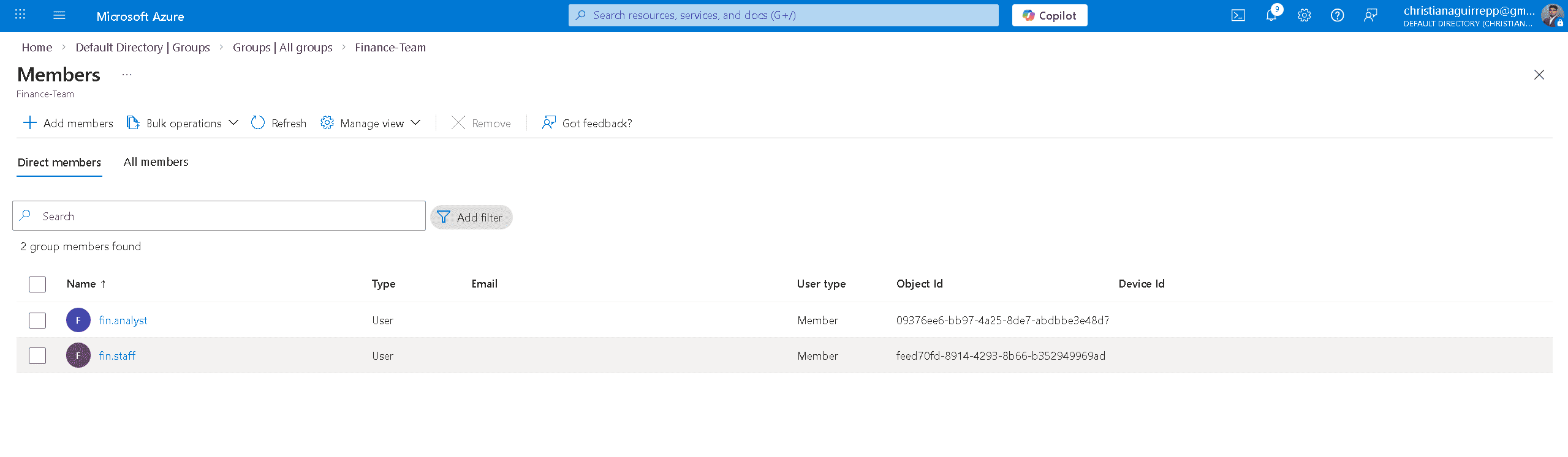 Finance-Team members