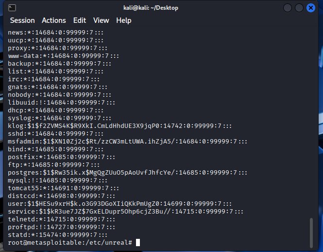 Shadow file extraction from root shell