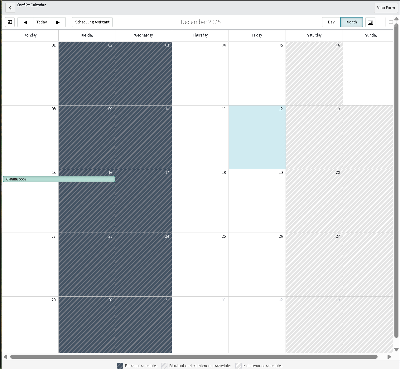 Change conflict calendar month view