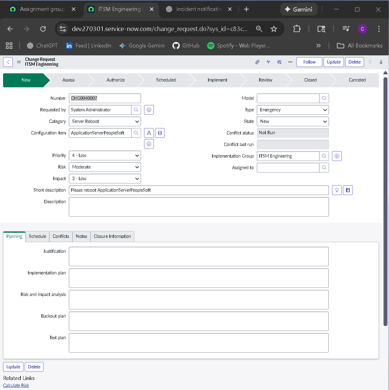 Engineering change form view