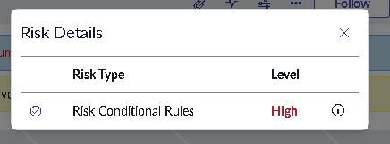 Change record showing updated risk
