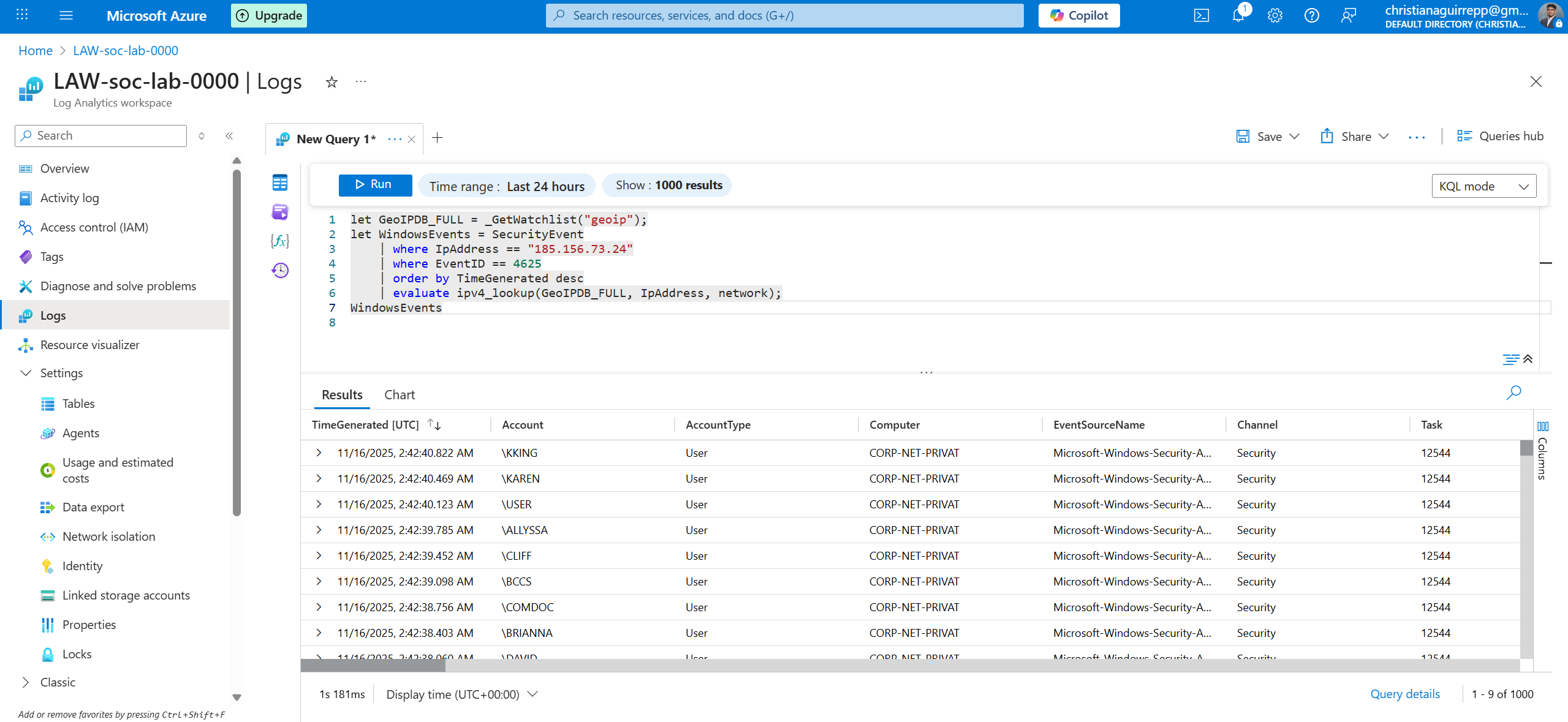 KQL enrichment query close-up