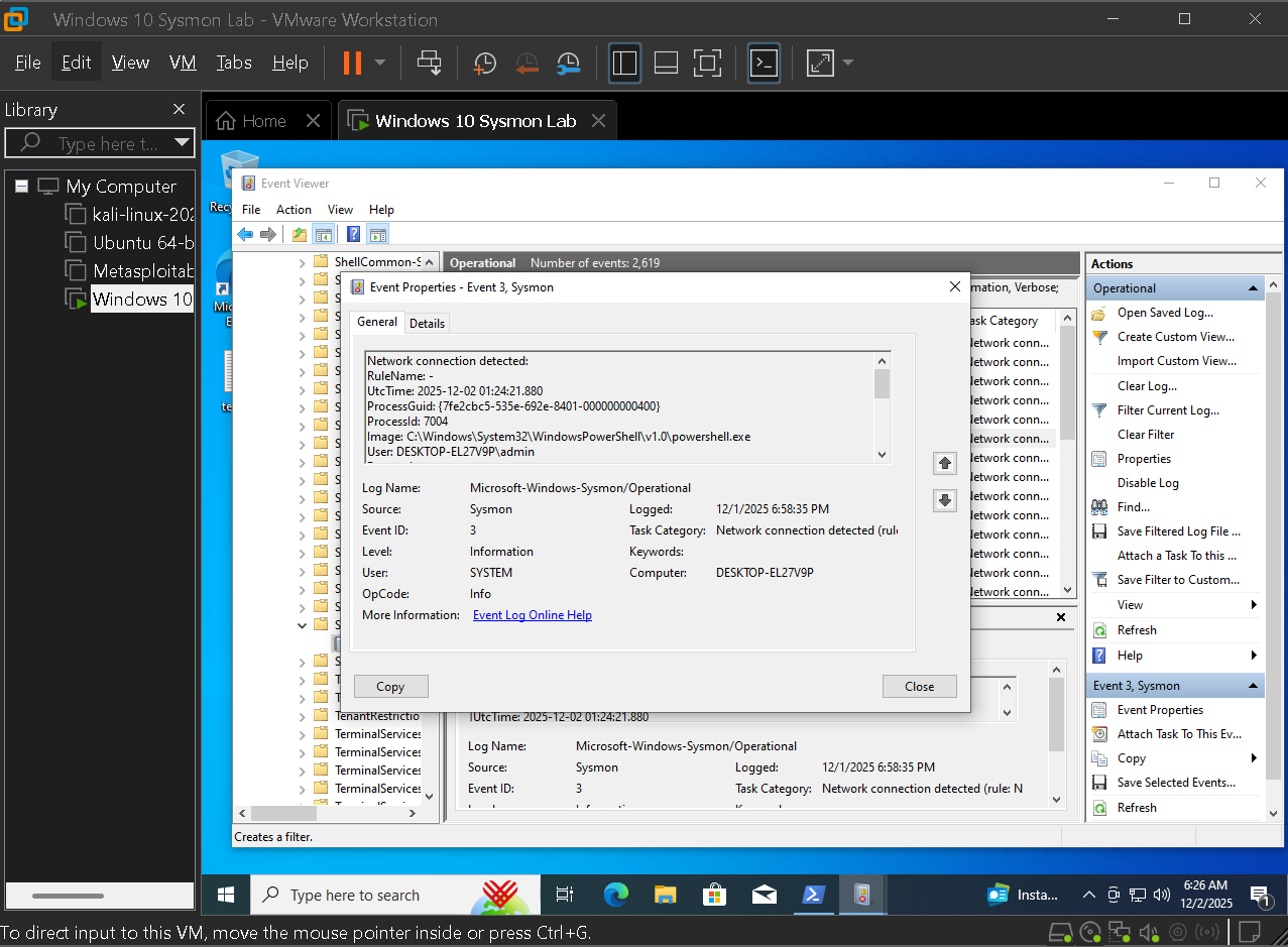 Sysmon Event ID 3 network connection
