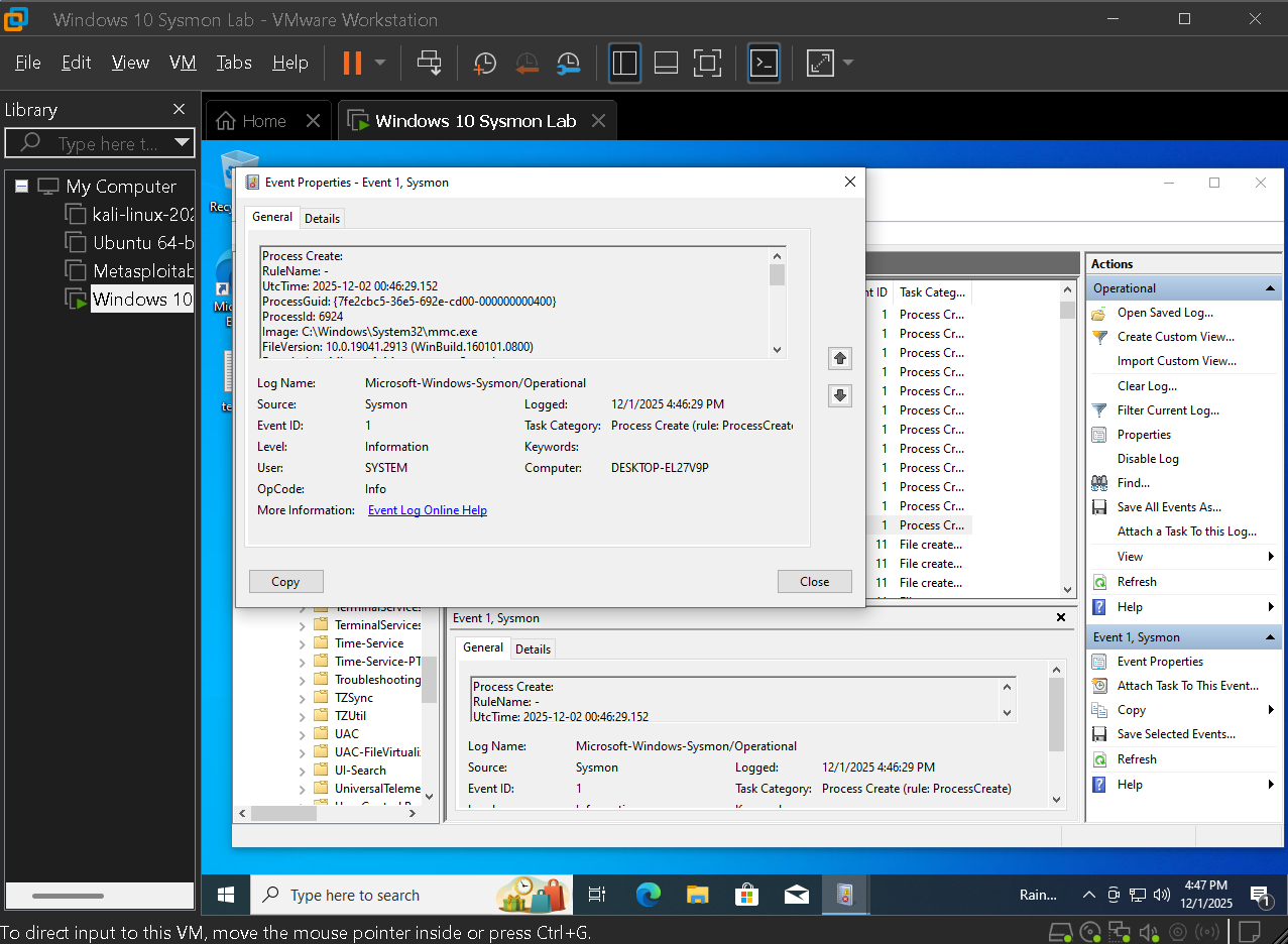 Sysmon Event ID 1 process create